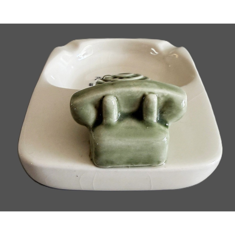 Vintage New York Telephone Co. Ashtray w/ Green Rotary Phone Promo Ceramic USA - Picture 4 of 9